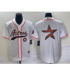 Men's Houston Astros White Team Big Logo Cool Base Stitched Baseball Jersey1