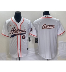 Men's Houston Astros White Team Big Logo Cool Base Stitched Baseball Jersey2