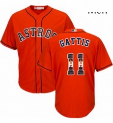 Mens Majestic Houston Astros 11 Evan Gattis Authentic Orange Team Logo Fashion Cool Base MLB Jersey