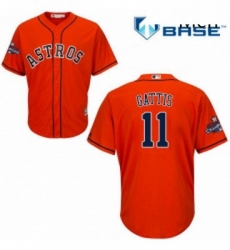 Mens Majestic Houston Astros 11 Evan Gattis Replica Orange Alternate 2017 World Series Champions Cool Base MLB Jersey