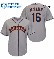 Mens Majestic Houston Astros 16 Brian McCann Replica Grey Road Cool Base MLB Jersey