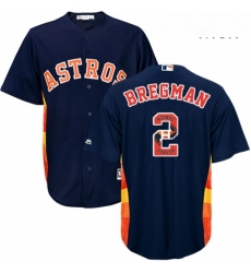 Mens Majestic Houston Astros 2 Alex Bregman Authentic Navy Blue Team Logo Fashion Cool Base MLB Jersey