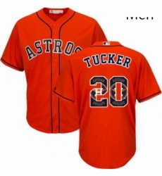Mens Majestic Houston Astros 20 Preston Tucker Authentic Orange Team Logo Fashion Cool Base MLB Jersey