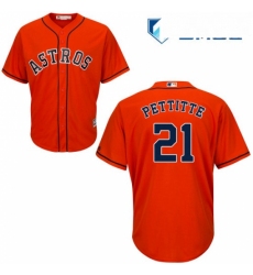 Mens Majestic Houston Astros 21 Andy Pettitte Replica Orange Alternate Cool Base MLB Jersey