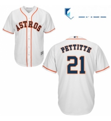Mens Majestic Houston Astros 21 Andy Pettitte Replica White Home Cool Base MLB Jersey