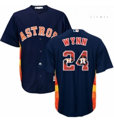Mens Majestic Houston Astros 24 Jimmy Wynn Authentic Navy Blue Team Logo Fashion Cool Base MLB Jersey 