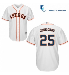 Mens Majestic Houston Astros 25 Jose Cruz Jr Replica White Home Cool Base MLB Jersey