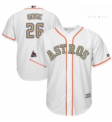 Mens Majestic Houston Astros 26 Anthony Gose Replica White 2018 Gold Program Cool Base MLB Jersey 