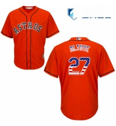 Mens Majestic Houston Astros 27 Jose Altuve Authentic Orange USA Flag Fashion MLB Jersey