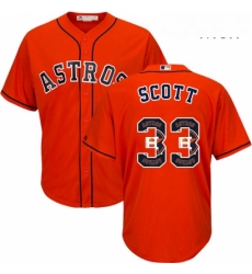 Mens Majestic Houston Astros 33 Mike Scott Authentic Orange Team Logo Fashion Cool Base MLB Jersey