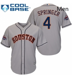 Mens Majestic Houston Astros 4 George Springer Replica Grey Road 2017 World Series Champions Cool Base MLB Jersey