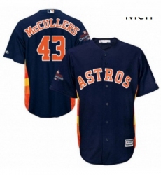 Mens Majestic Houston Astros 43 Lance McCullers Replica Navy Blue Alternate 2017 World Series Champions Cool Base MLB Jersey