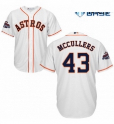 Mens Majestic Houston Astros 43 Lance McCullers Replica White Home 2017 World Series Champions Cool Base MLB Jersey