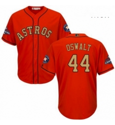 Mens Majestic Houston Astros 44 Roy Oswalt Replica Orange Alternate 2018 Gold Program Cool Base MLB Jersey