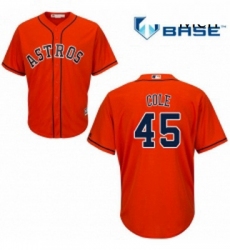 Mens Majestic Houston Astros 45 Gerrit Cole Replica Orange Alternate Cool Base MLB Jersey 