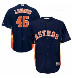 Mens Majestic Houston Astros 46 Francisco Liriano Replica Navy Blue Alternate Cool Base MLB Jersey 