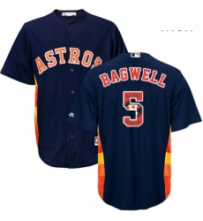 Mens Majestic Houston Astros 5 Jeff Bagwell Authentic Navy Blue Team Logo Fashion Cool Base MLB Jersey
