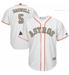 Mens Majestic Houston Astros 5 Jeff Bagwell Replica White 2018 Gold Program Cool Base MLB Jersey
