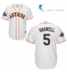 Mens Majestic Houston Astros 5 Jeff Bagwell Replica White Home 2017 World Series Champions Cool Base MLB Jersey