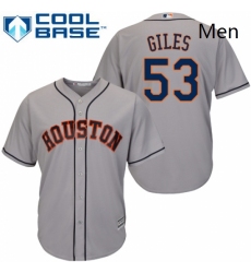 Mens Majestic Houston Astros 53 Ken Giles Replica Grey Road Cool Base MLB Jersey 