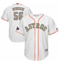 Mens Majestic Houston Astros 56 Hector Rondon Replica White 2018 Gold Program Cool Base MLB Jersey 