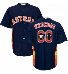 Mens Majestic Houston Astros 60 Dallas Keuchel Authentic Navy Blue Team Logo Fashion Cool Base MLB Jersey