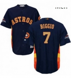 Mens Majestic Houston Astros 7 Craig Biggio Replica Navy Blue Alternate 2018 Gold Program Cool Base MLB Jersey
