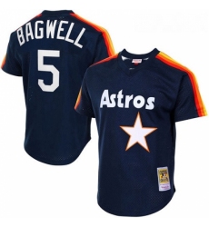 Mens Mitchell and Ness 1988 Houston Astros 5 Jeff Bagwell Authentic Navy Blue Throwback MLB Jersey