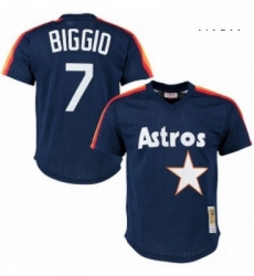 Mens Mitchell and Ness 1988 Houston Astros 7 Craig Biggio Authentic Navy Blue Throwback MLB Jersey