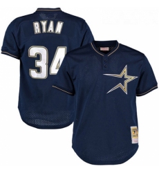 Mens Mitchell and Ness 1997 Houston Astros 34 Nolan Ryan Authentic Navy Blue Throwback MLB Jersey