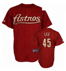 Mens Mitchell and Ness Houston Astros 45 Carlos Lee Authentic Red Throwback MLB Jersey