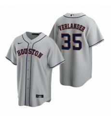 Mens Nike Houston Astros 35 Justin Verlander Gray Road Stitched Baseball Jersey