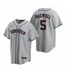 Mens Nike Houston Astros 5 Jeff Bagwell Gray Road Stitched Baseball Jerse