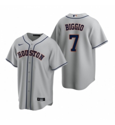 Mens Nike Houston Astros 7 Craig Biggio Gray Road Stitched Baseball Jerse