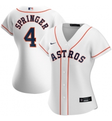 Houston Astros 4 George Springer Nike Women Home 2020 MLB Player Jersey White