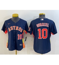 Women Houston Astros 10 Yuli Gurriel Navy With Patch Cool Base Stitched Baseball Jersey