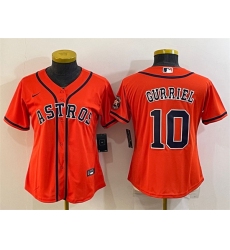 Women Houston Astros 10 Yuli Gurriel Orange With Patch Cool Base Stitched Baseball Jersey 1
