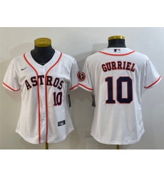 Women Houston Astros 10 Yuli Gurriel White With Patch Cool Base Stitched Baseball Jersey