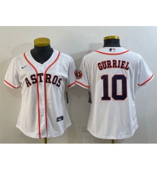 Women Houston Astros 10 Yuli Gurriel White With Patch Cool Base Stitched Baseball Jerseys