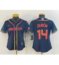 Women Houston Astros 14 Mauricio Dub F3n 2022 Navy City Connect Stitched Jersey