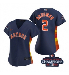 Women Houston Astros 2 Alex Bregman Navy 2022 World Series Champions Cool Base Stitched Baseball Jersey