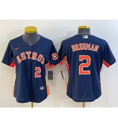 Women Houston Astros 2 Alex Bregman Navy With Patch Cool Base Stitched Baseball Jersey