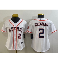 Women Houston Astros 2 Alex Bregman White With Patch Cool Base Stitched Baseball Jersey