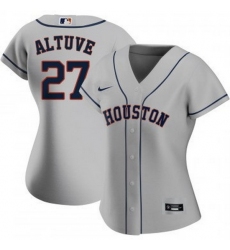 Women Houston Astros 27 Jose Altuve Grey Cool Base Stitched Baseball Jersey