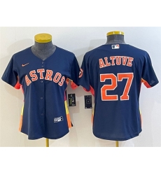 Women Houston Astros 27 Jose Altuve Navy With Patch Cool Base Stitched Baseball Jersey