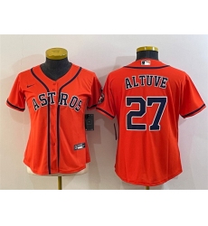 Women Houston Astros 27 Jose Altuve Orange With Patch Cool Base Stitched Baseball Jersey
