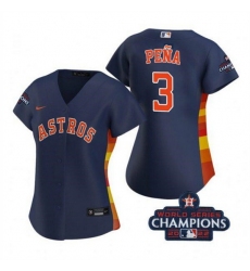 Women Houston Astros 3 Jeremy Pena Navy 2022 World Series Champions Stitched Baseball Jersey