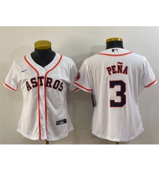 Women Houston Astros 3 Jeremy Pena White With Patch Cool Base Stitched Baseball Jersey