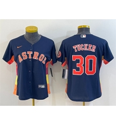 Women Houston Astros 30 Kyle Tucker Navy With Patch Cool Base Stitched Baseball Jersey