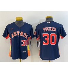 Women Houston Astros 30 Kyle Tucker Navy With Patch Cool Base Stitched Baseball Jerseys